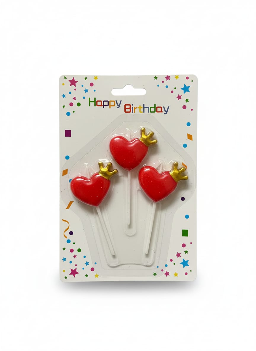 Chrome Heart Party Candle For BIrthday Cake Decoration