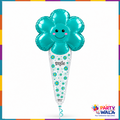 Smile Flower Foil Balloon DBCY-1026 turquoise 24 x 48 inch party balloon