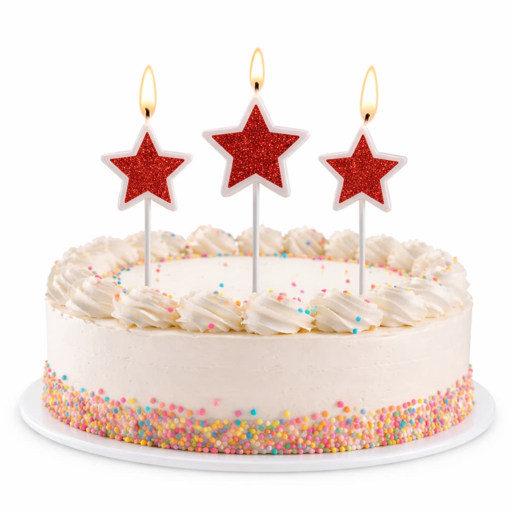 Star Candle Party Cake Decoration Pencil Candle (Pack of 3)