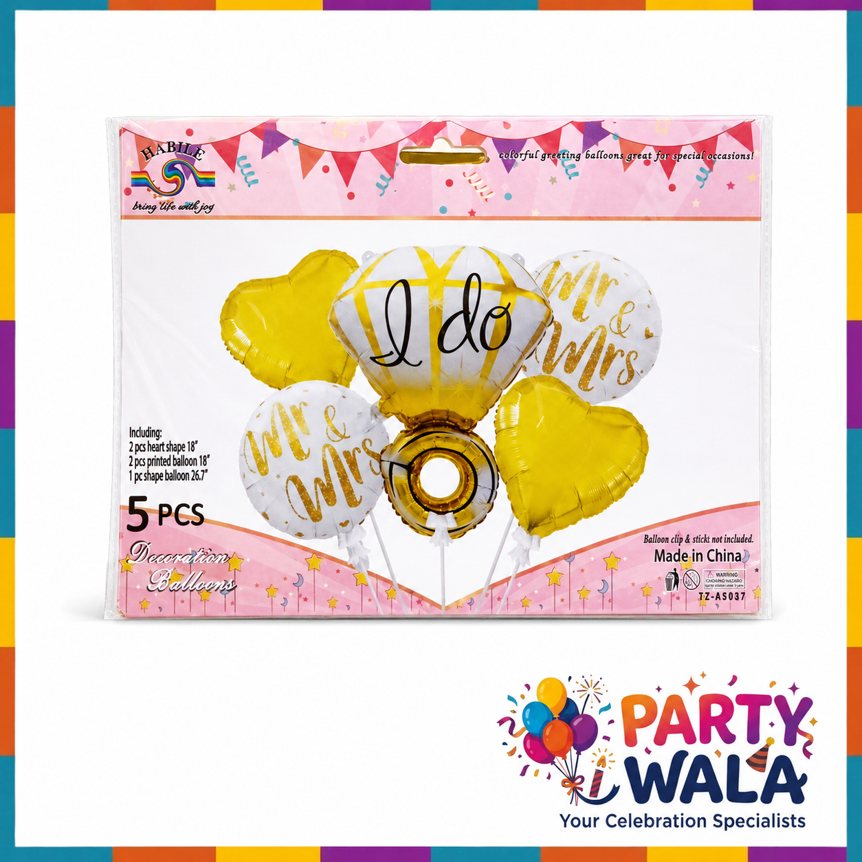 Wedding Foil Balloons 5 Pcs Set