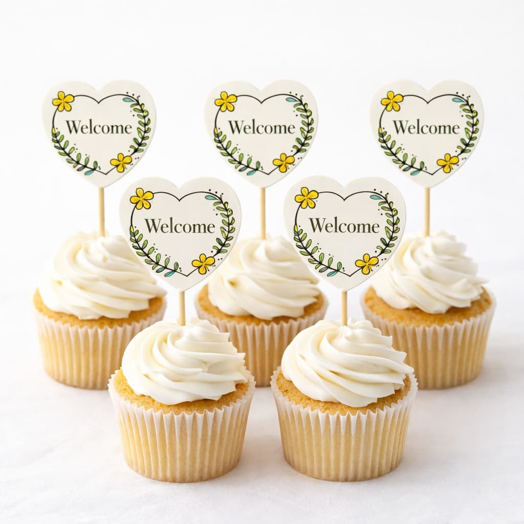 Welcome Cake & Cupcake Toppers (Pack of 10)